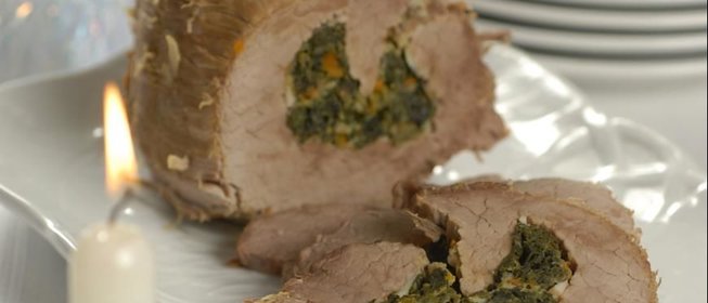 Говядина, фаршированная шпинатом