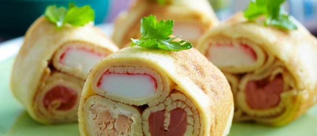 Блинные трубочки с тремя начинками