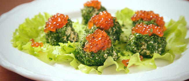 Закуска с красной икрой