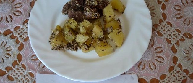 Говядина с картошкой и кунжутом