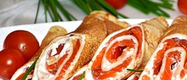 Блинные рулеты с рыбой