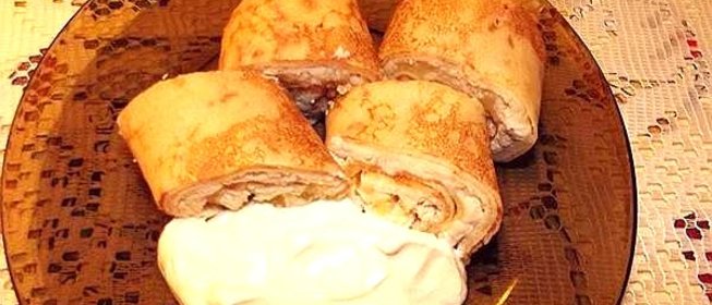 Блинчики, фаршированные курицей и грибами