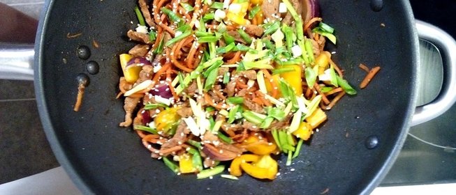 Говядина с болгарскими перцами по‑китайски