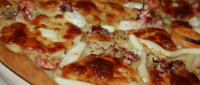 Пицца Бьянка с морепродуктами
