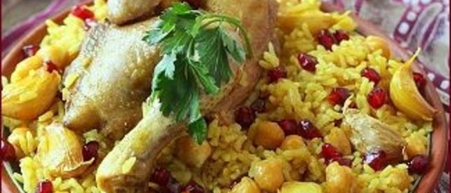 Плов с курицей и горохом нут