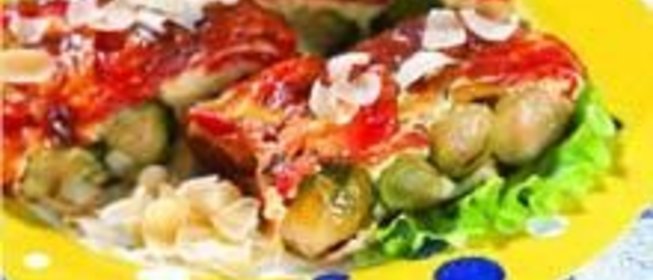 Запеканка из брюссельской капусты с миндалем