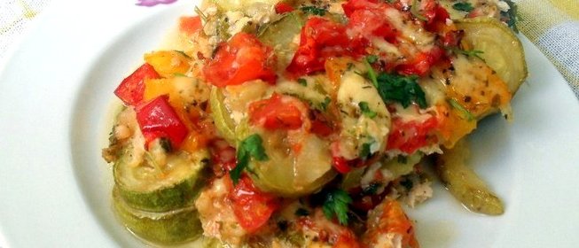 Овощная запеканка с фаршем