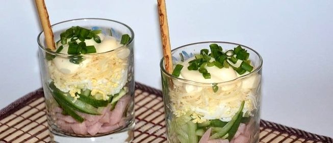 Салат-коктейль с ветчиной