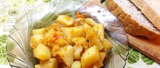 Картофель с овощами на сале