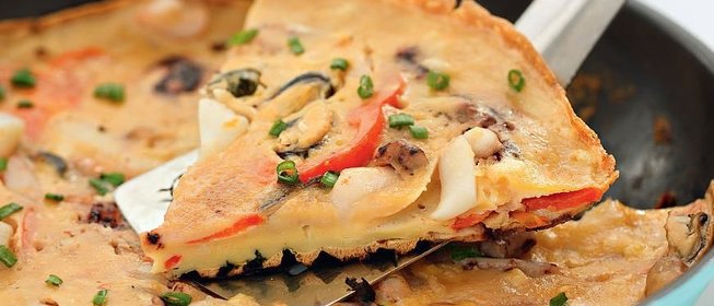 Корейская «пицца» с морепродуктами