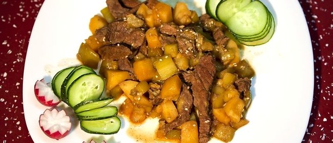 Говядина с болгарским перцем «по-японски»