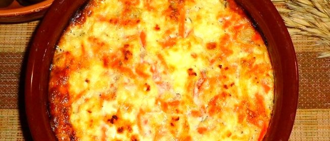 Запеканка из макарон с рыбным филе