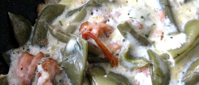 Омлет с овощами и рыбой