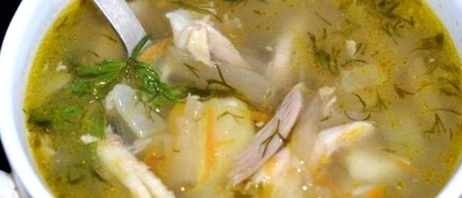 Рассольник с курицей и рисом