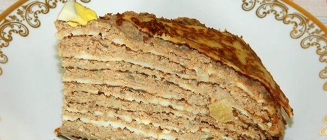 Блинный торт с печенью