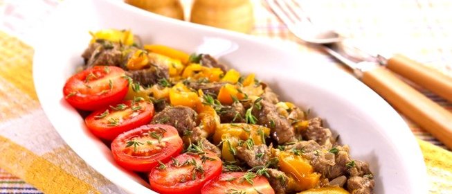 Говядина, жаренная с болгарским перцем