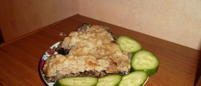 Запеканка с фаршем и грибами