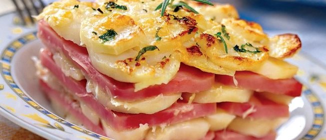 Картофельная запеканка с ветчиной