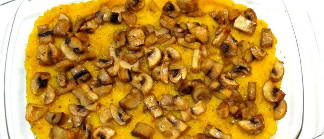 Кукурузная каша с шампиньонами