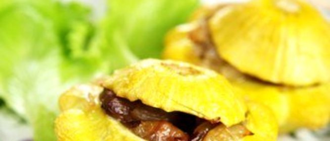 Патиссоны, фаршированные грибами