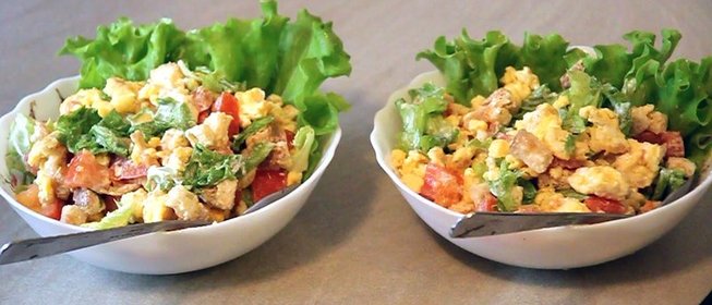 Теплый салат «Presto с омлетом»