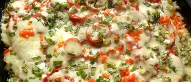 Свинина по-французски с помидорами и картошкой