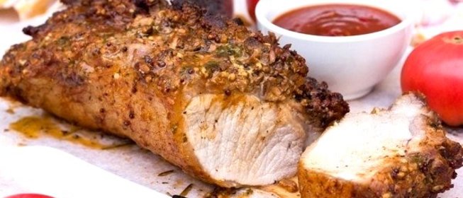 Запечённая свинина с горчичной корочкой