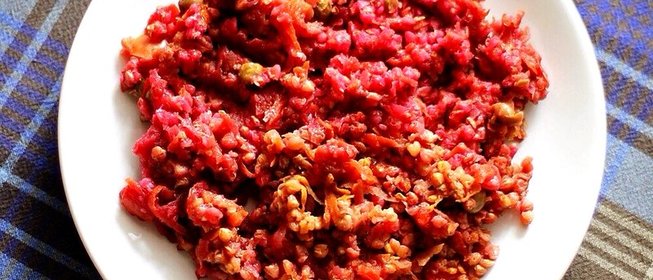 Зелёная гречка с свеклой и помидорами