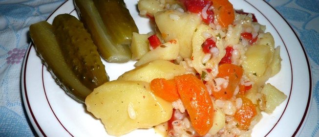 Картофель с рисом тушеный