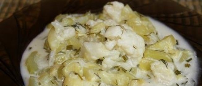 Цветная капуста тушеная с кабачками