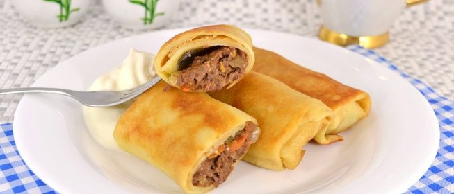 Блинчики с сердцем и плавленным сыром