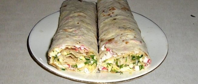 Закуска лаваш с крабовыми палочками