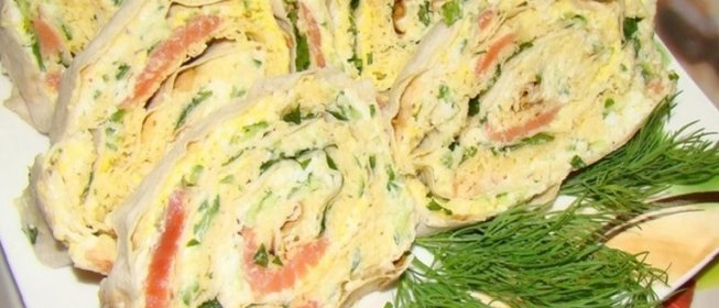 Лаваш с рыбой и плавленым сыром