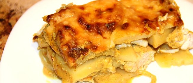 Картофельная запеканка с курицей и сыром