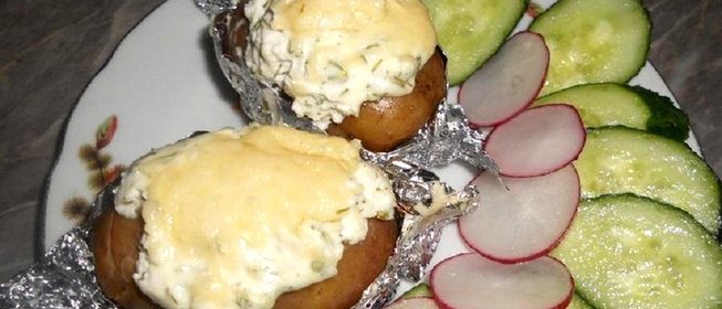Запеченный картофель с творогом