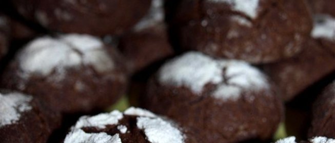 Печенье с горьким шоколадом в сахарной пудре