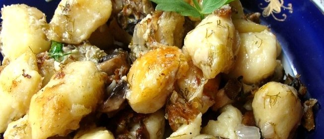Ленивые картофельные вареники с грибами