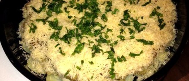 Рыбная запеканка с картофелем и баклажанами