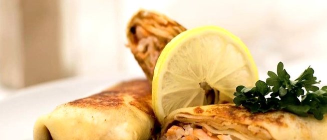 Блины с фаршем и рисом