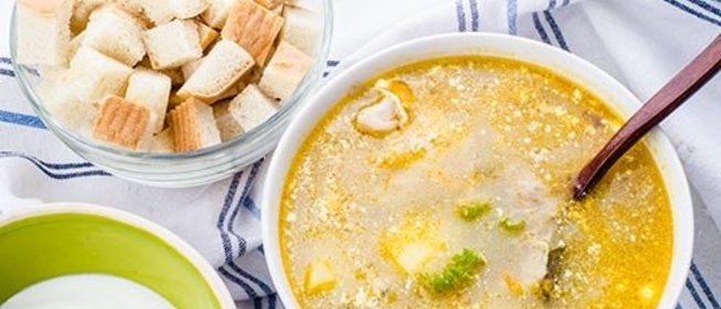 Рассольник на курином бульоне