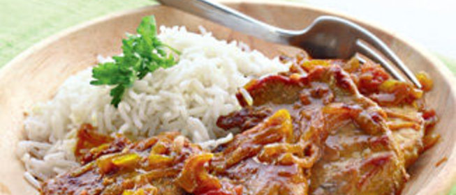 Свинина со сладким луком карри