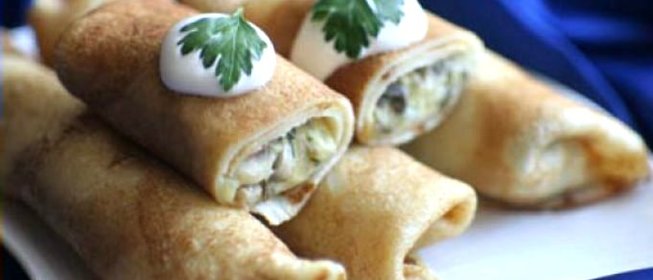 Блинчики с грибами и картошкой