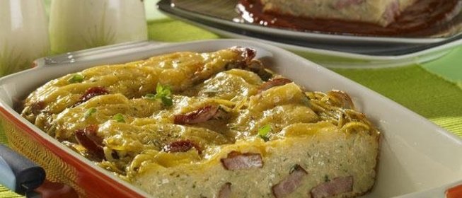 Запеканка из макарон с колбасой