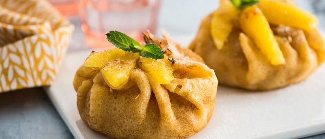 Пирожные из блинчиков с апельсинами