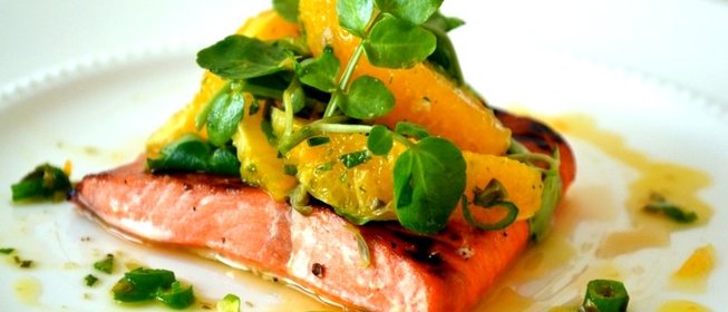 Лосось с апельсиновым джемом