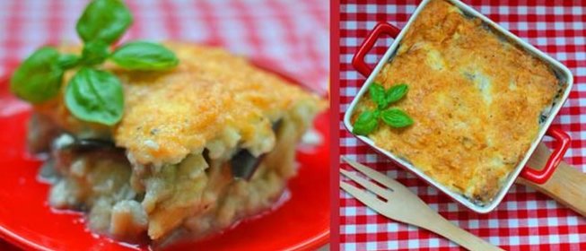 Баклажанная запеканка под корочкой из моцареллы