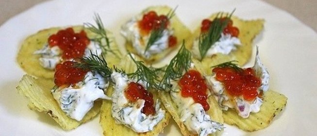 Закуска на чипсах для фуршета