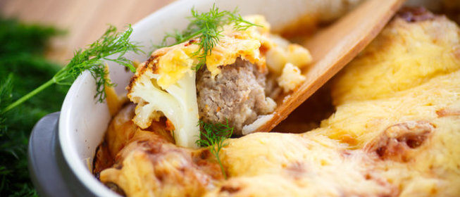 Запеканка с цветной капустой и фаршем