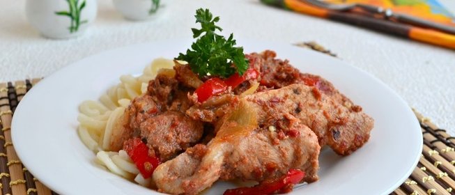 Свинина в томатно-соевом маринаде жареная на сковороде