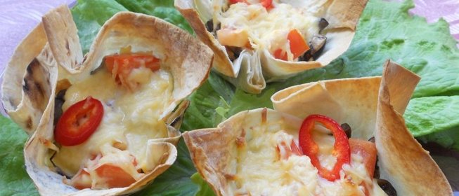 Корзиночки из лаваша с начинкой